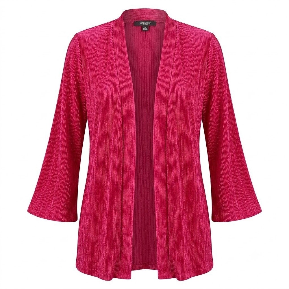 NEW Slim Factor Investments Women's 3X Rose Velvet Plisse Open Cardigan Jacket